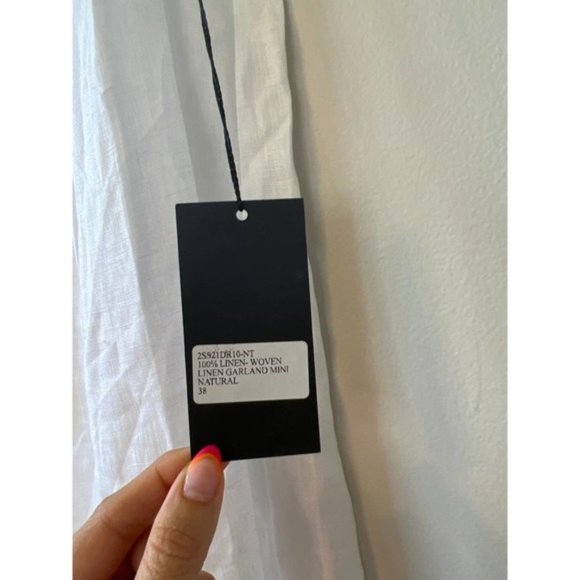 Ephemera Linen Garland Ruffle Neck Casual Mini Dress Women's White Size: 38 NWT - Picture 5 of 10